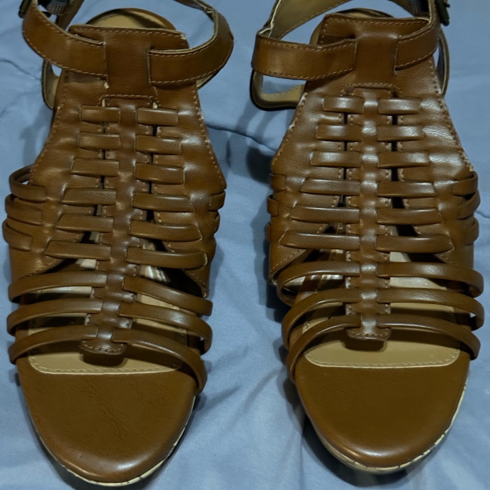 Route 66 Brown Sandals with Woven Design